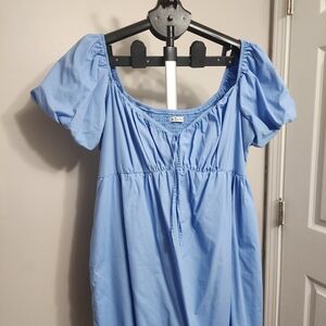 Blue Puff Sleeve Dress